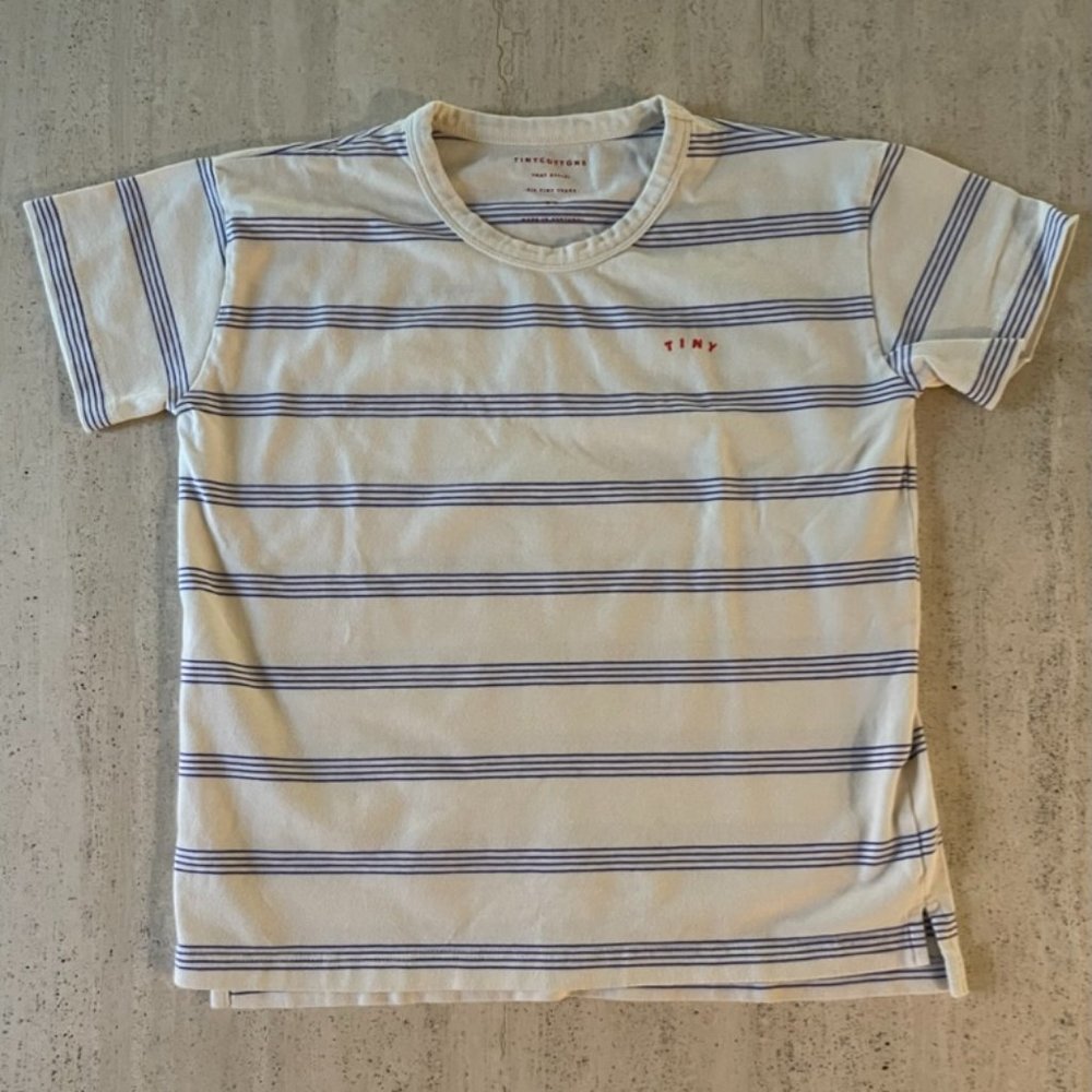Tiny Cottons Blue and Cream Striped T-shirt, size 6
